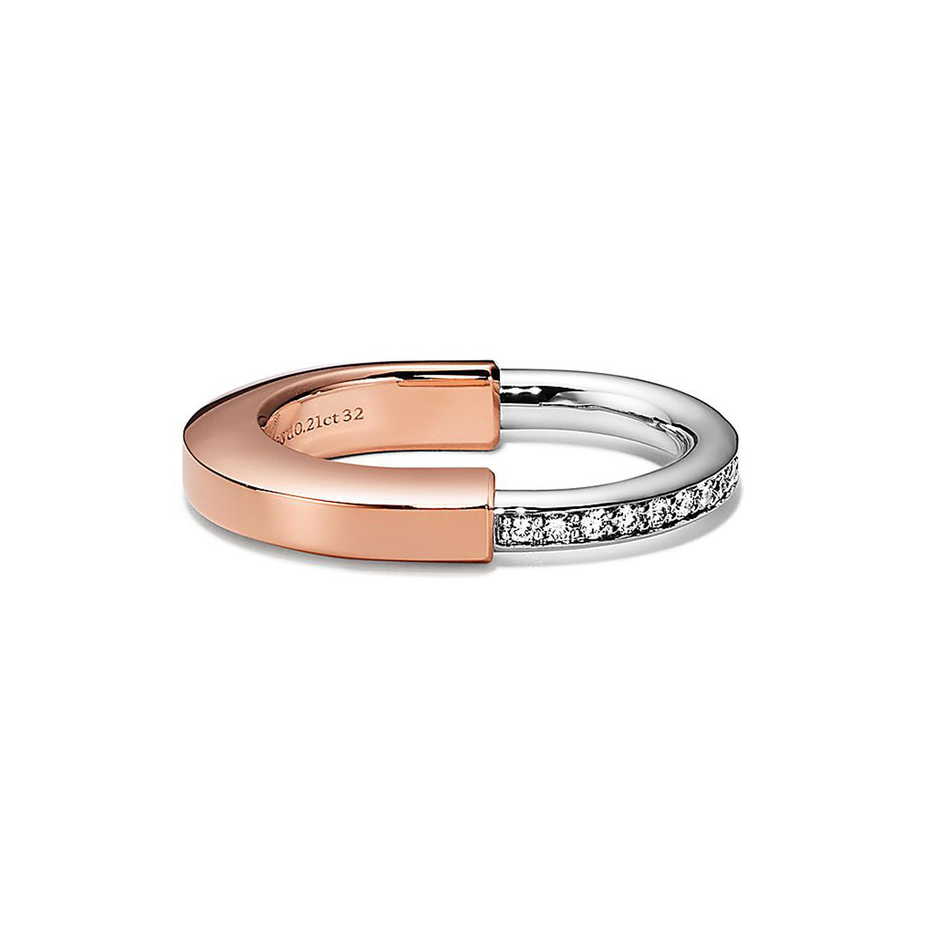 Pnstime T Lock Diamond Rose Gold Ring