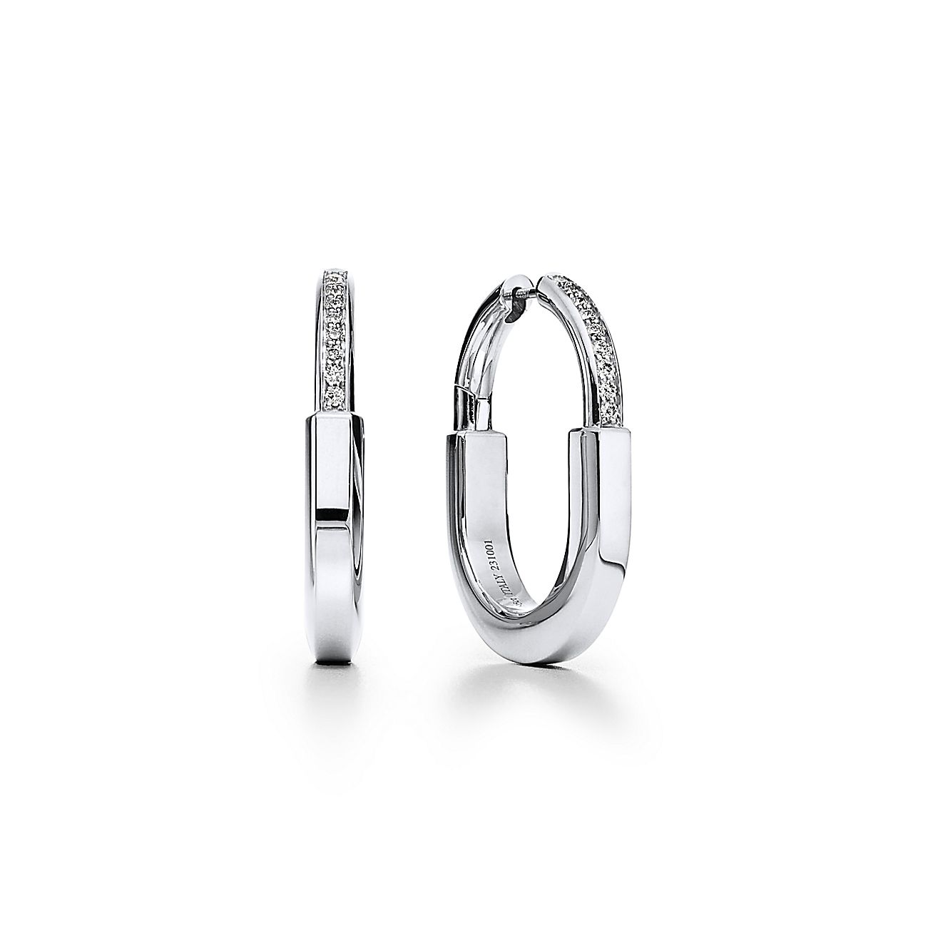 Pnstime T Lock Diamonds Medium Earrings - Image 2