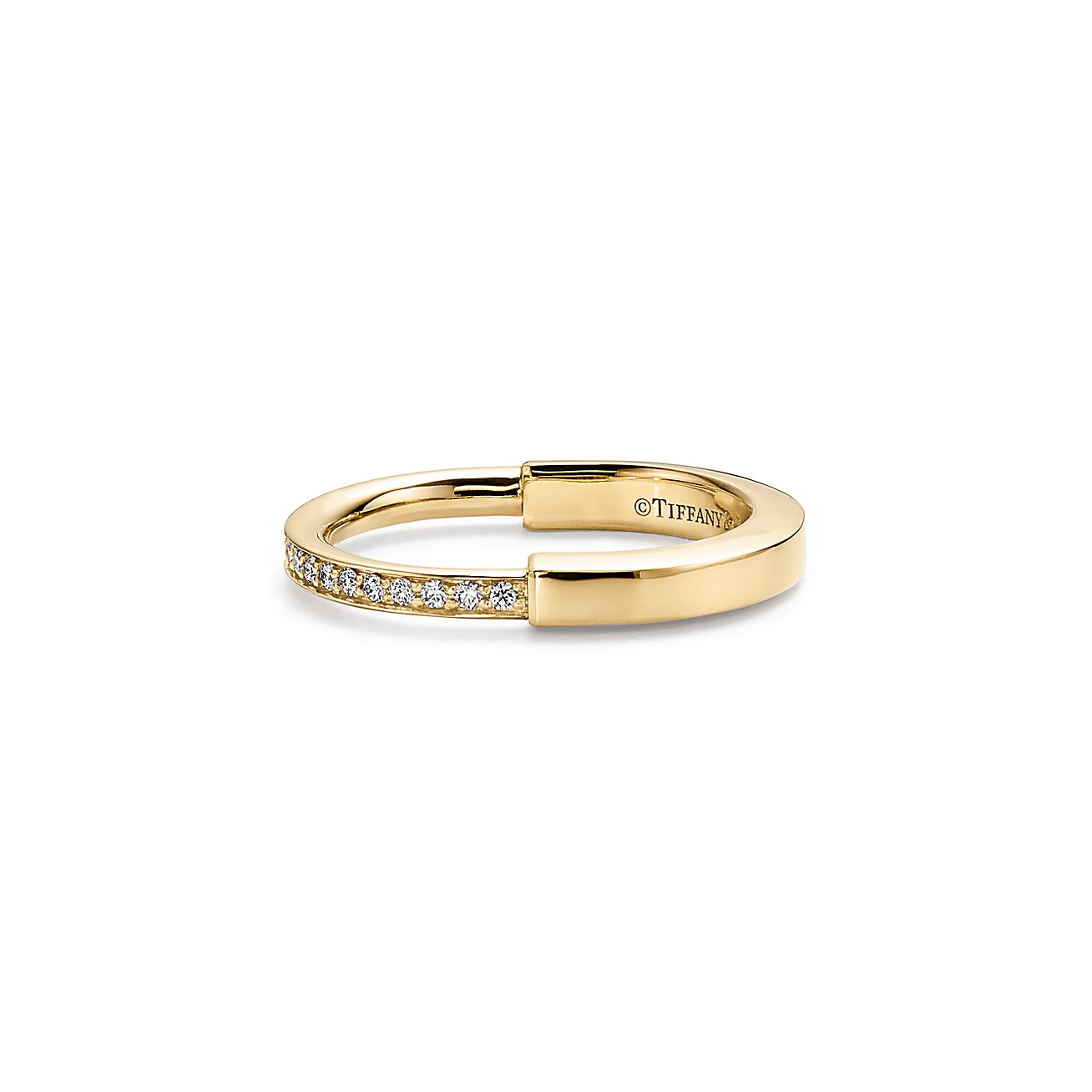 Pnstime T Lock Diamonds Yellow Gold Ring - Image 4