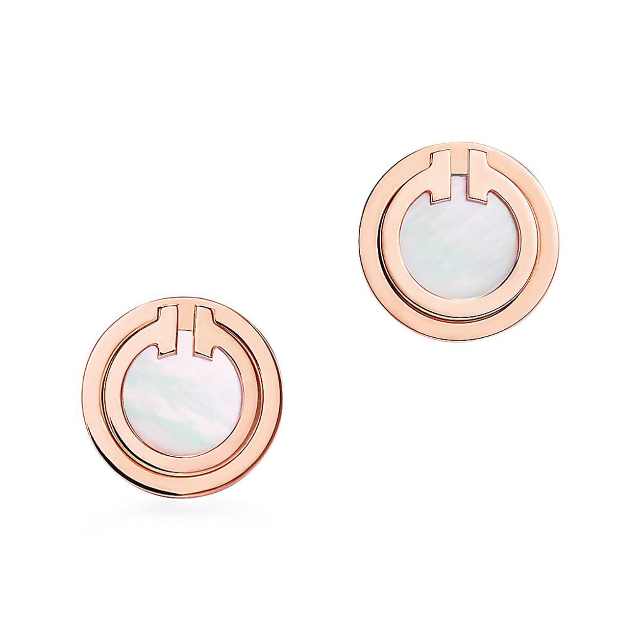 Pnstime T Mother-of-pearl Circle Earrings