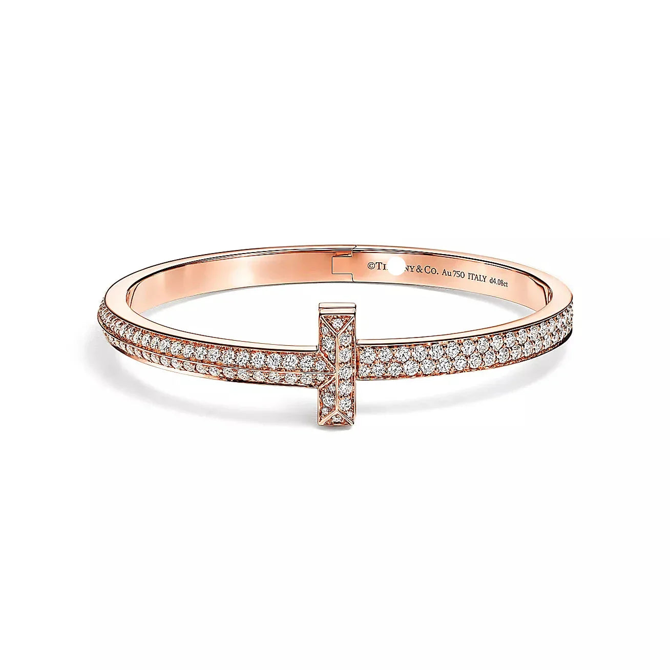 Pnstime T1 Wide Diamond Hinged Bangle Bracelet