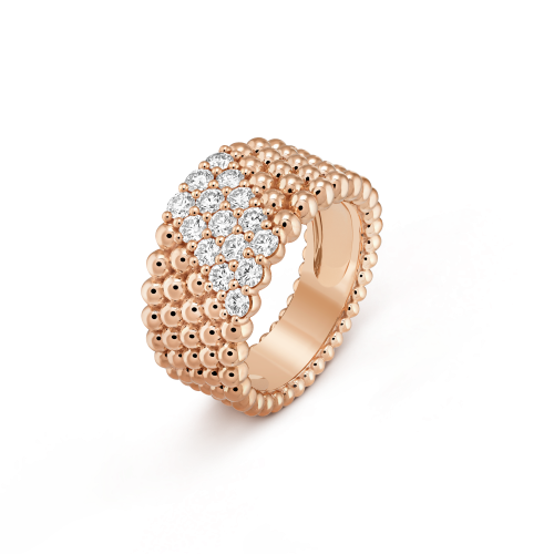 Pnstime Perlée Diamonds Five Rows Ring