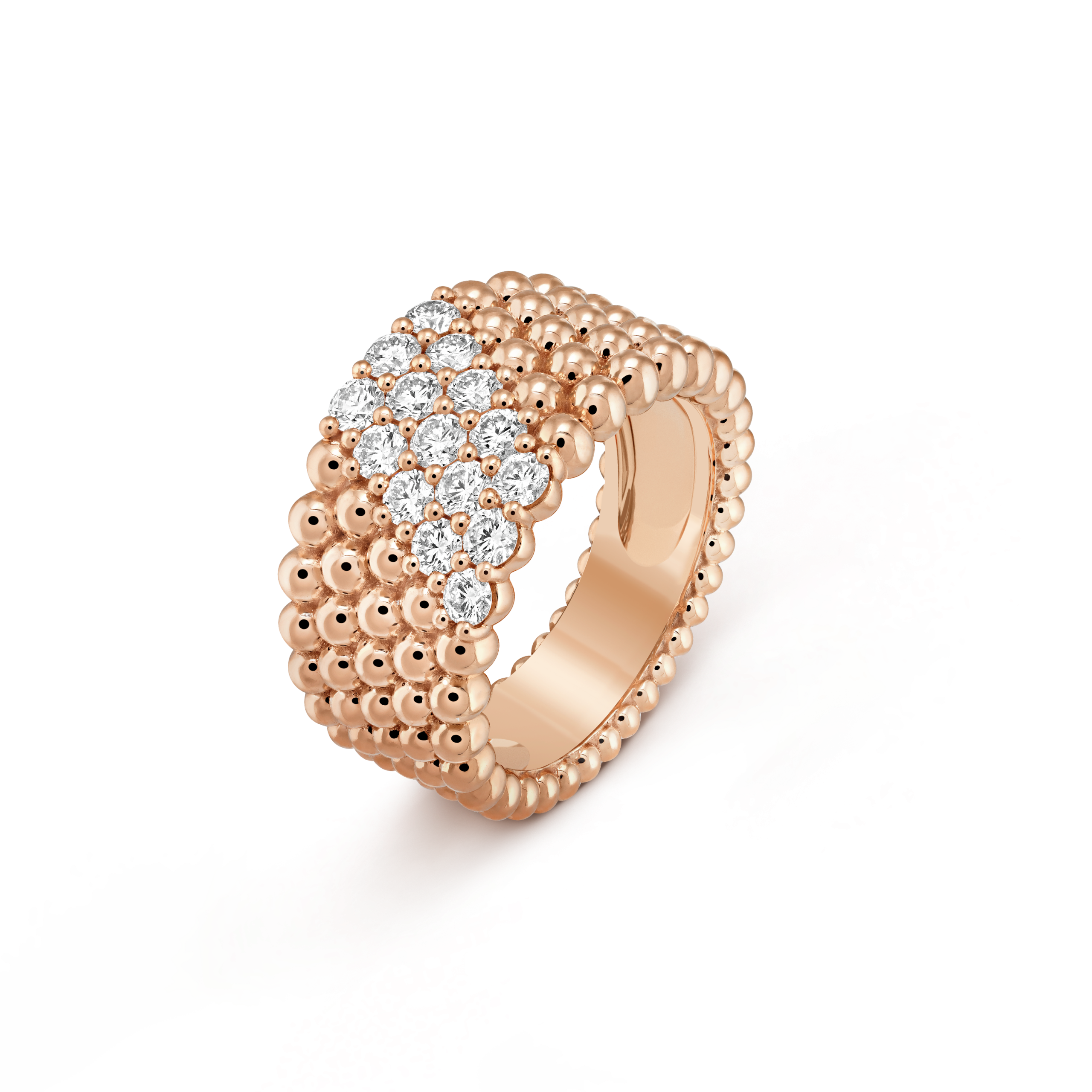 Pnstime Perlée Diamonds Five Rows Ring