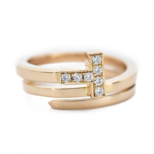 Pnstime T Diamond Square Ring