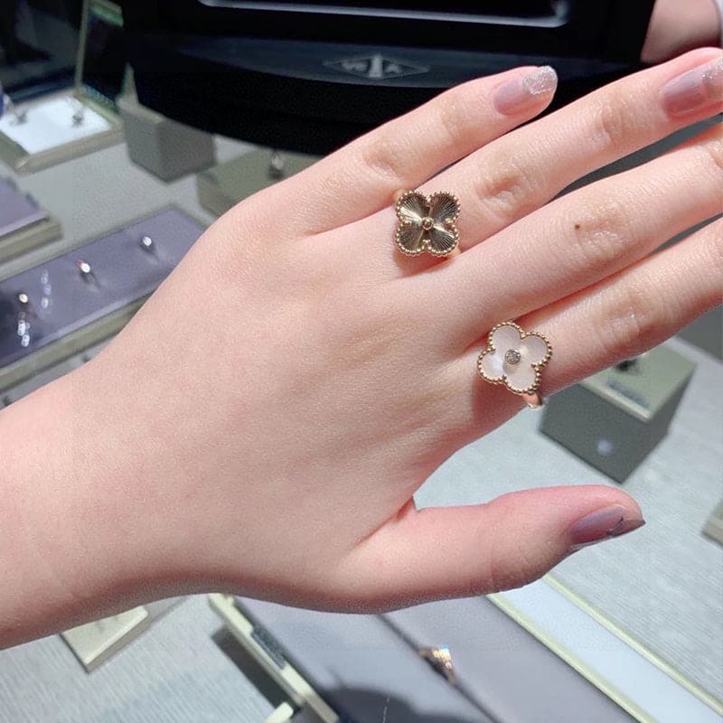 Pnstime Guilloche Vintage Alhambra Ring Gift Jewelry - Image 5