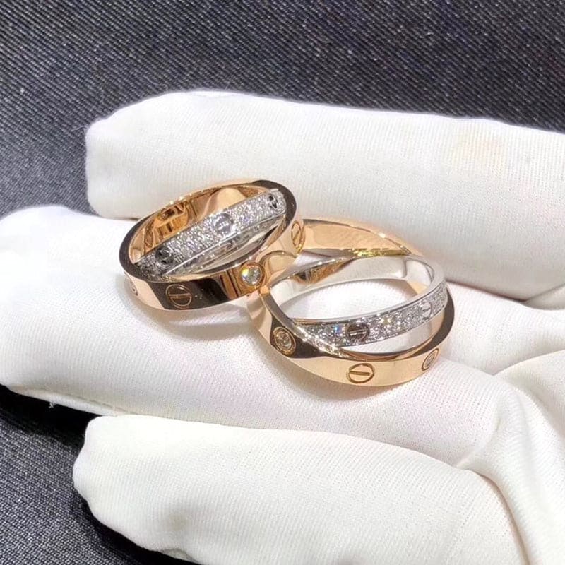 Pnstime Love Pave Diamond Double Band Ring Timeless Elegance - Image 2