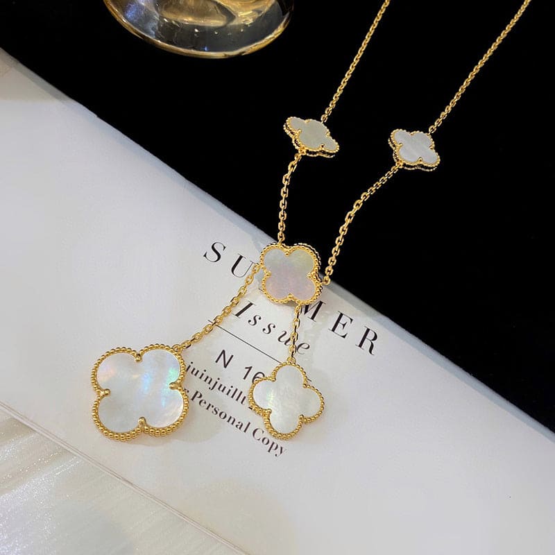 Pnstime Magic Alhambra Six Pearls Motifs Clover Necklace For Women - Image 9