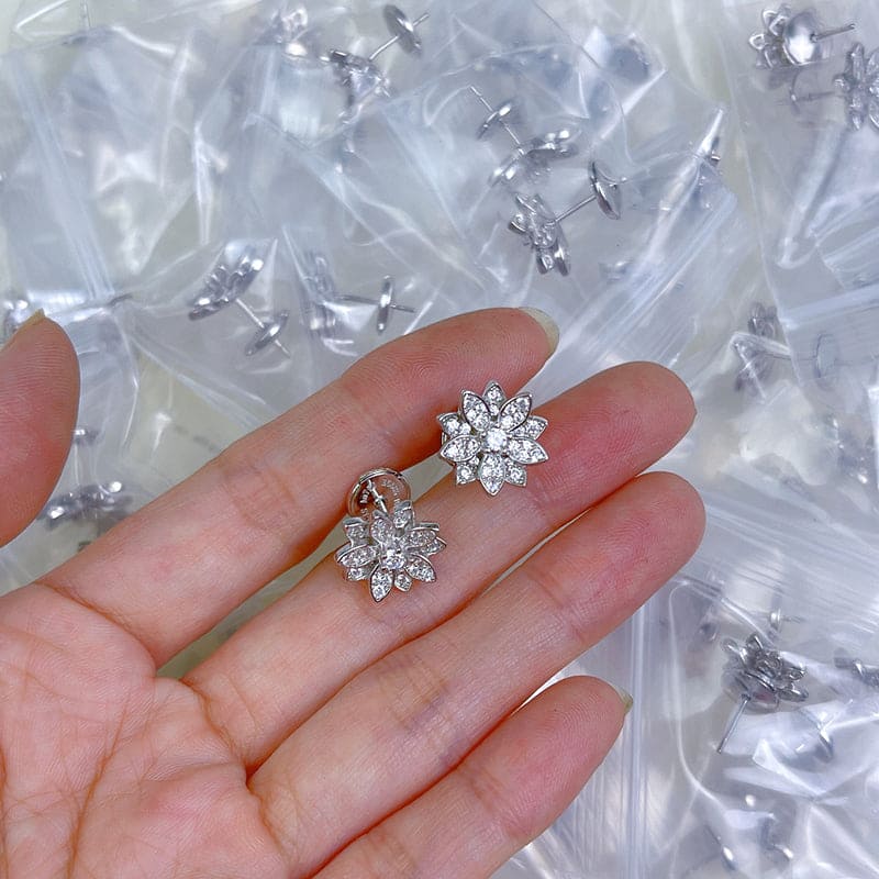 Pnstime Lotus One Flowers Small Earrings Delicate Women - Image 3