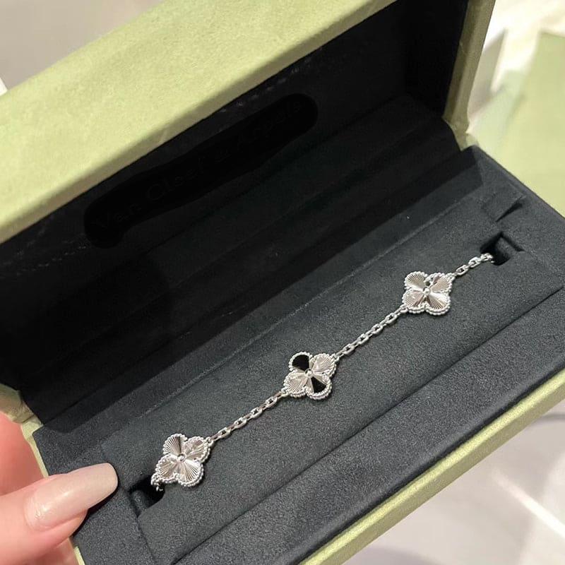 Pnstime Vintage Alhambra Five Motifs Clover Bracelet Gift Jewelry - Image 5