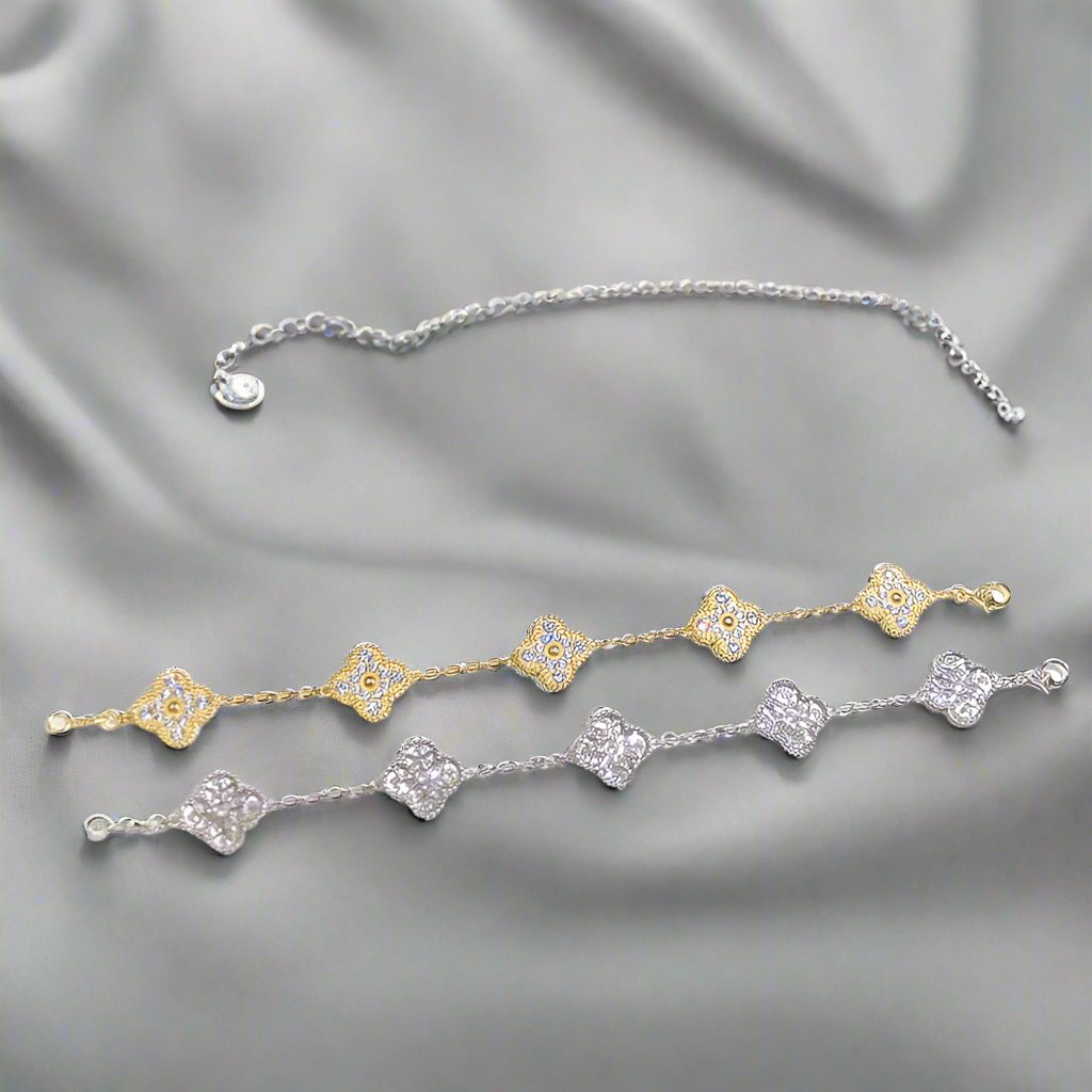 Pnstime Vintage Alhambra Diamonds Clover Bracelet Gift Jewelry - Image 3