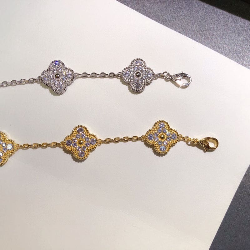 Pnstime Vintage Alhambra Diamonds Clover Bracelet Gift Jewelry - Image 4