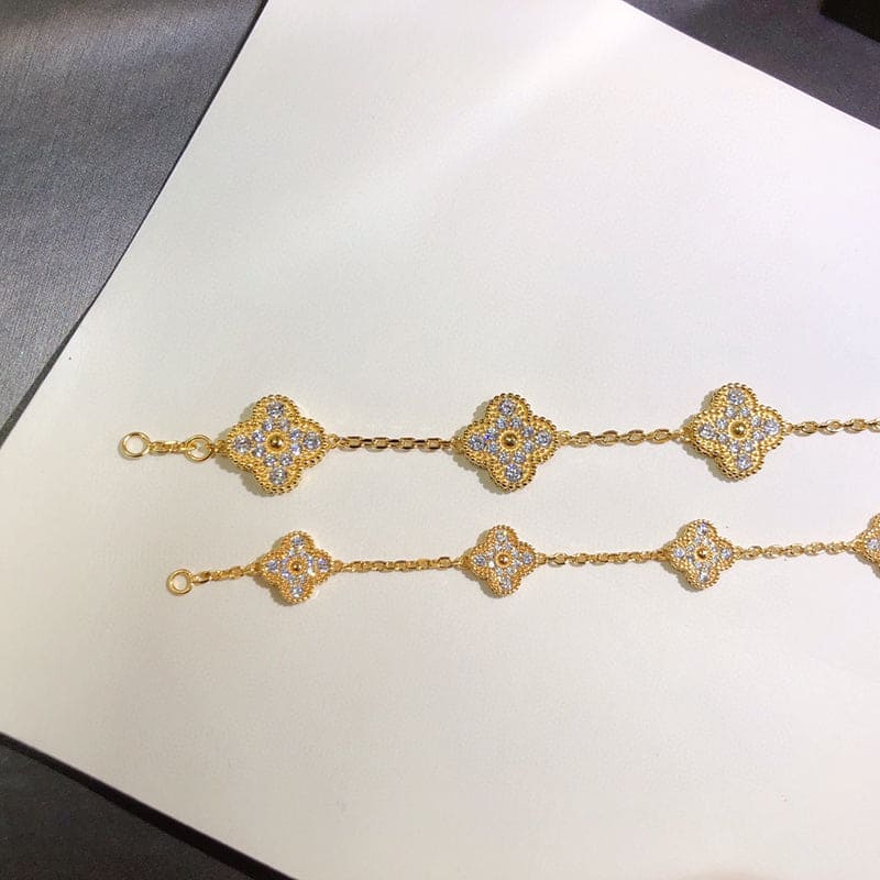 Pnstime Vintage Alhambra Diamonds Clover Bracelet Gift Jewelry - Image 6