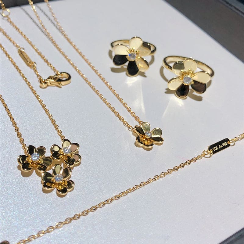 Pnstime 5 Flowers Frivole Diamonds Clover Bracelet Elegant Luxury - Image 12