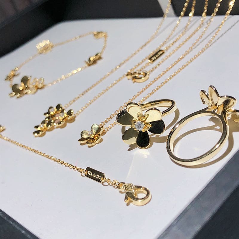 Pnstime 5 Flowers Frivole Diamonds Clover Bracelet Elegant Luxury - Image 13