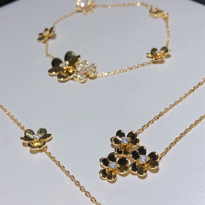 Pnstime 5 Flowers Frivole Diamonds Clover Bracelet Elegant Luxury - Image 7