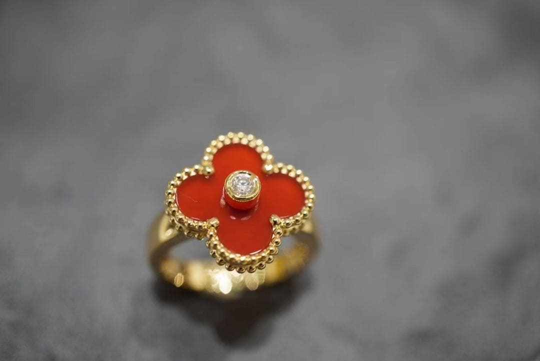 Pnstime Vintage Alhambra Carnelian Ring Gift Jewelry - Image 3