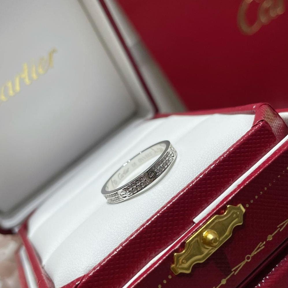 Pnstime Steel Love Diamond-Paved 3mm Ring Sleek Elegance - Image 9