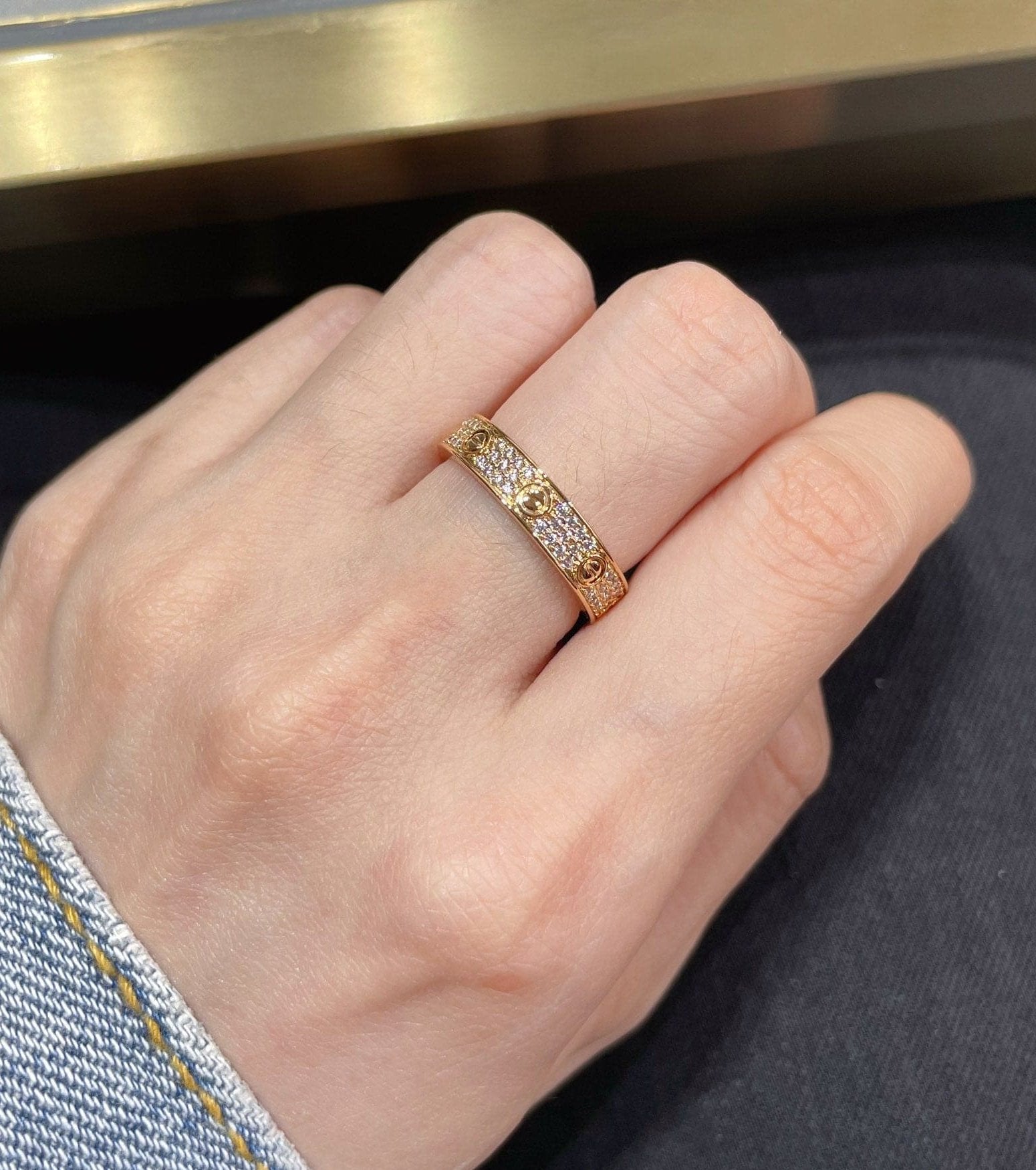 Pnstime Steel Love Diamond-Paved 3mm Ring Sleek Elegance - Image 10