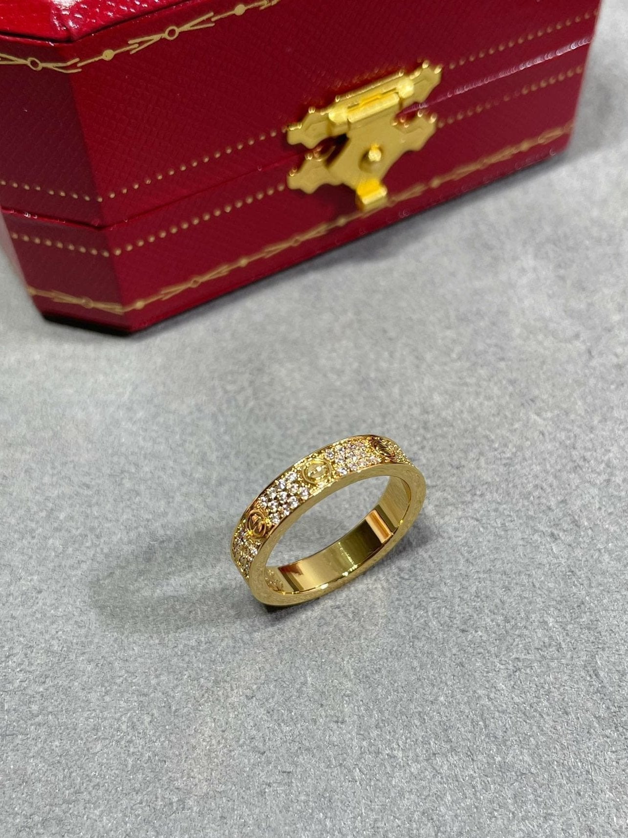 Pnstime Steel Love Diamond-Paved 3mm Ring Sleek Elegance - Image 4