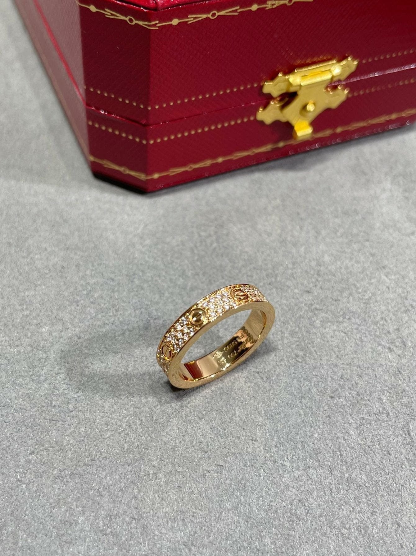 Pnstime Steel Love Diamond-Paved 3mm Ring Sleek Elegance - Image 5