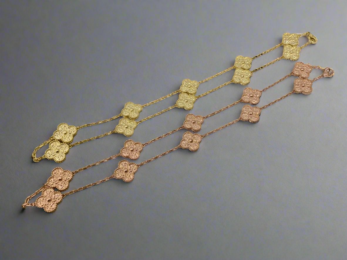 Pnstime Vintage Alhambra Yellow Gold 10 Motifs Necklace Gift for Her - Image 3