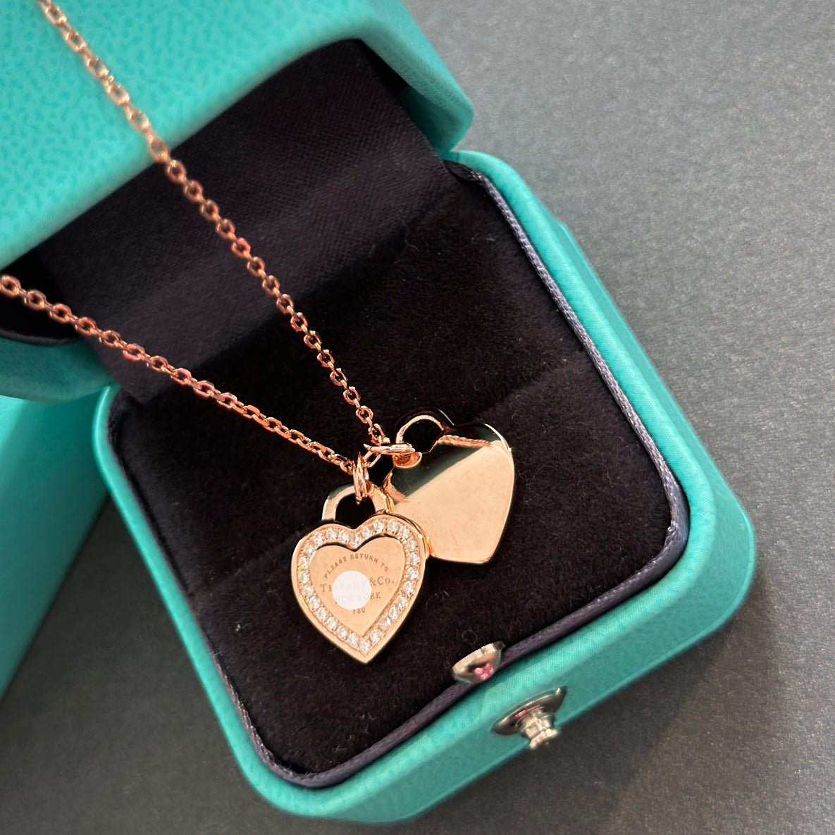 Pnstime T Red Double Heart Diamond Necklaces - Image 4