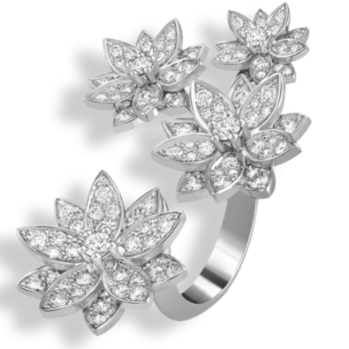 Pnstime Lotus Four Flowers Ring Elegant Women