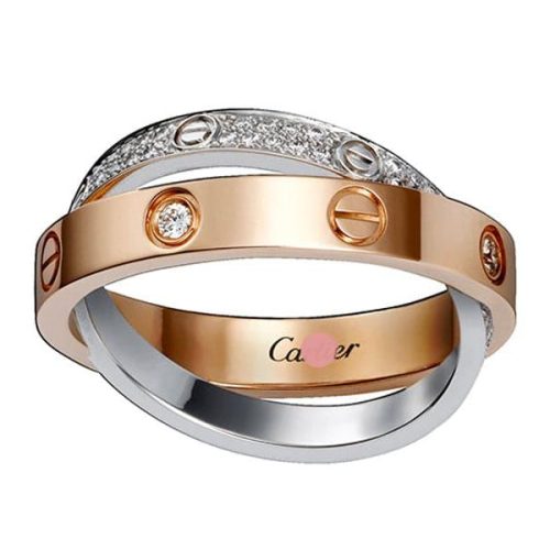 Pnstime Love Pave Diamond Double Band Ring Timeless Elegance