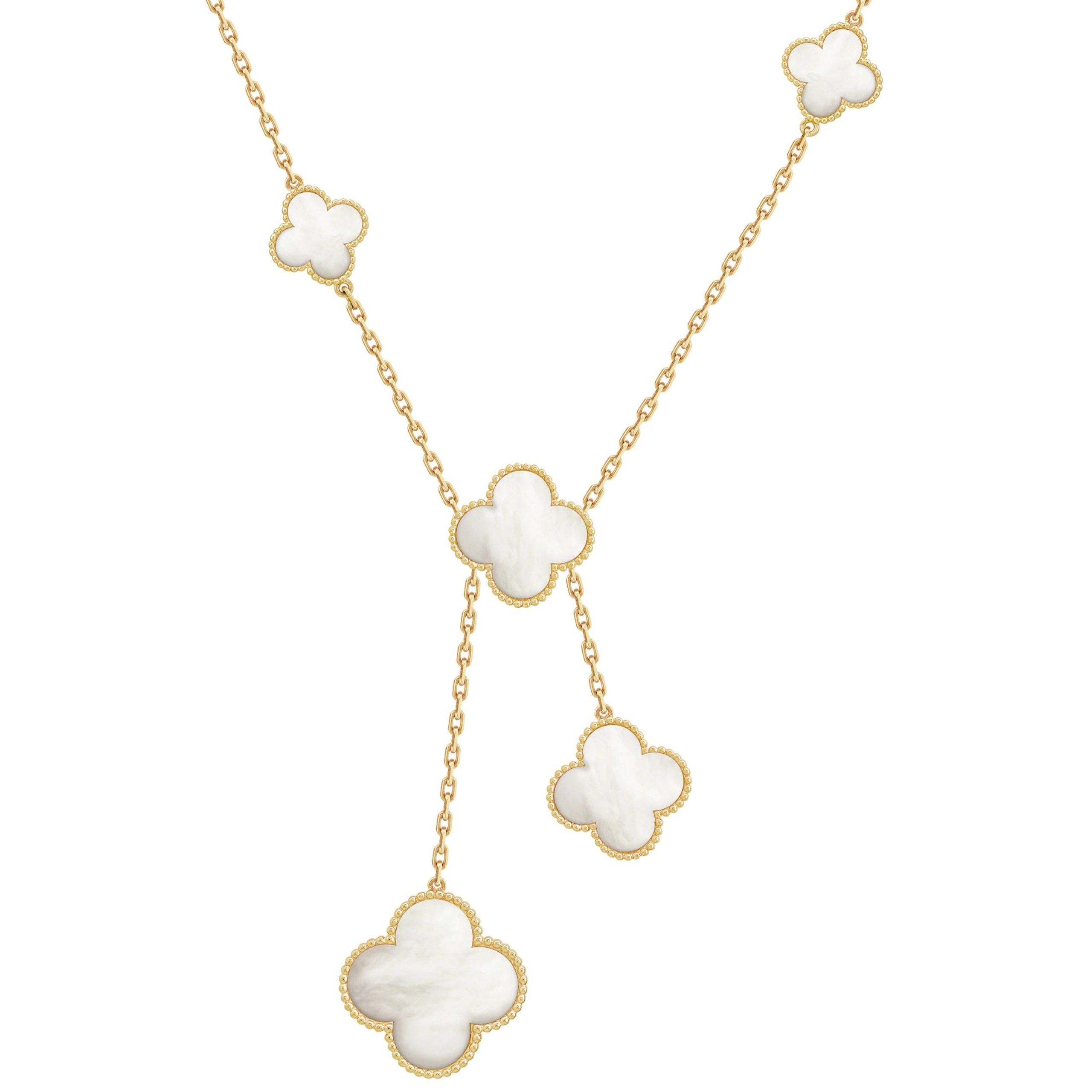 Pnstime Magic Alhambra Six Pearls Motifs Clover Necklace For Women