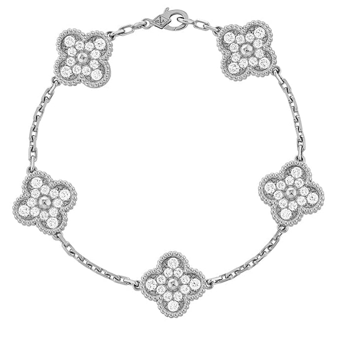 Pnstime Vintage Alhambra Diamonds Clover Bracelet Gift Jewelry - Image 2
