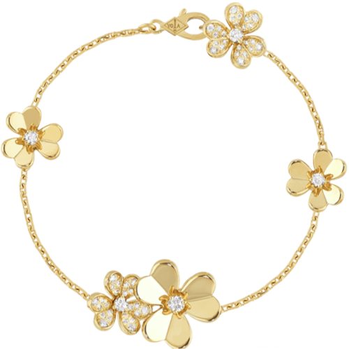 Pnstime 5 Flowers Frivole Diamonds Clover Bracelet Elegant Luxury