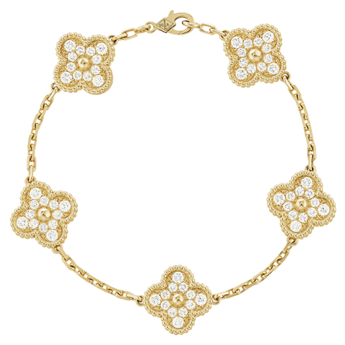 Pnstime Vintage Alhambra Diamonds Clover Bracelet Gift Jewelry