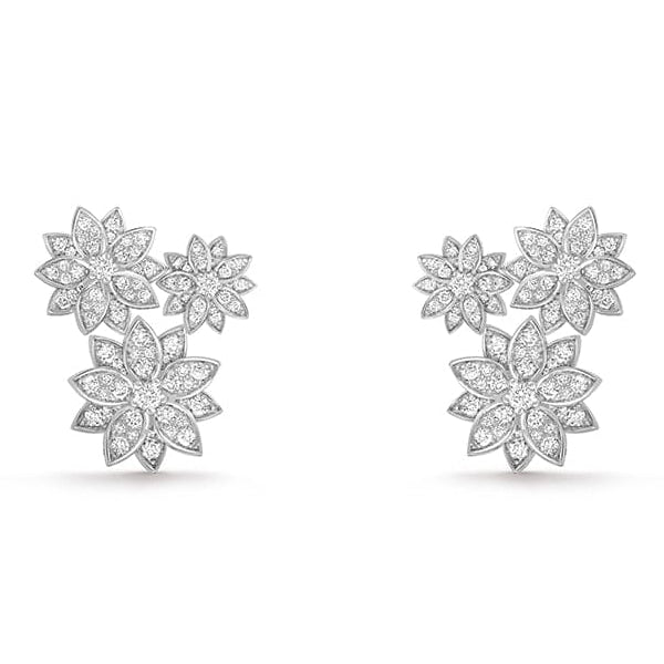 Pnstime Lotus Three Flowers Earrings Elegant Women