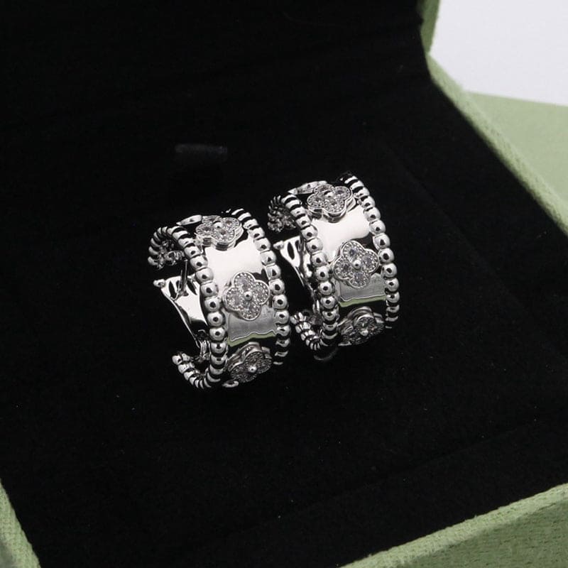 Pnstime Perlée Clovers Hoop Earrings Luxury - Image 7