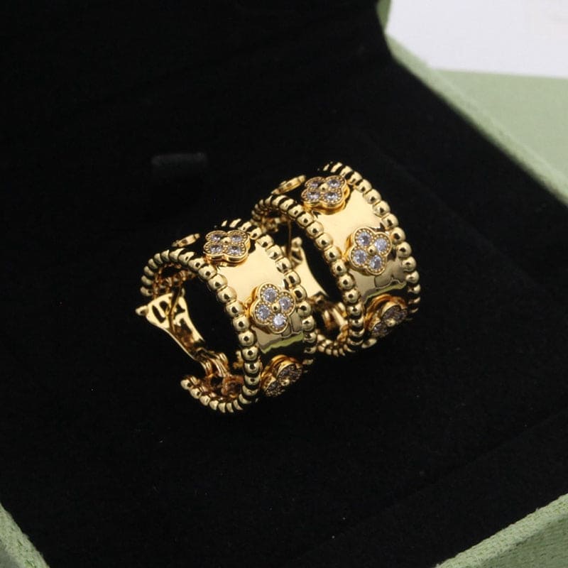 Pnstime Perlée Clovers Hoop Earrings Luxury - Image 9