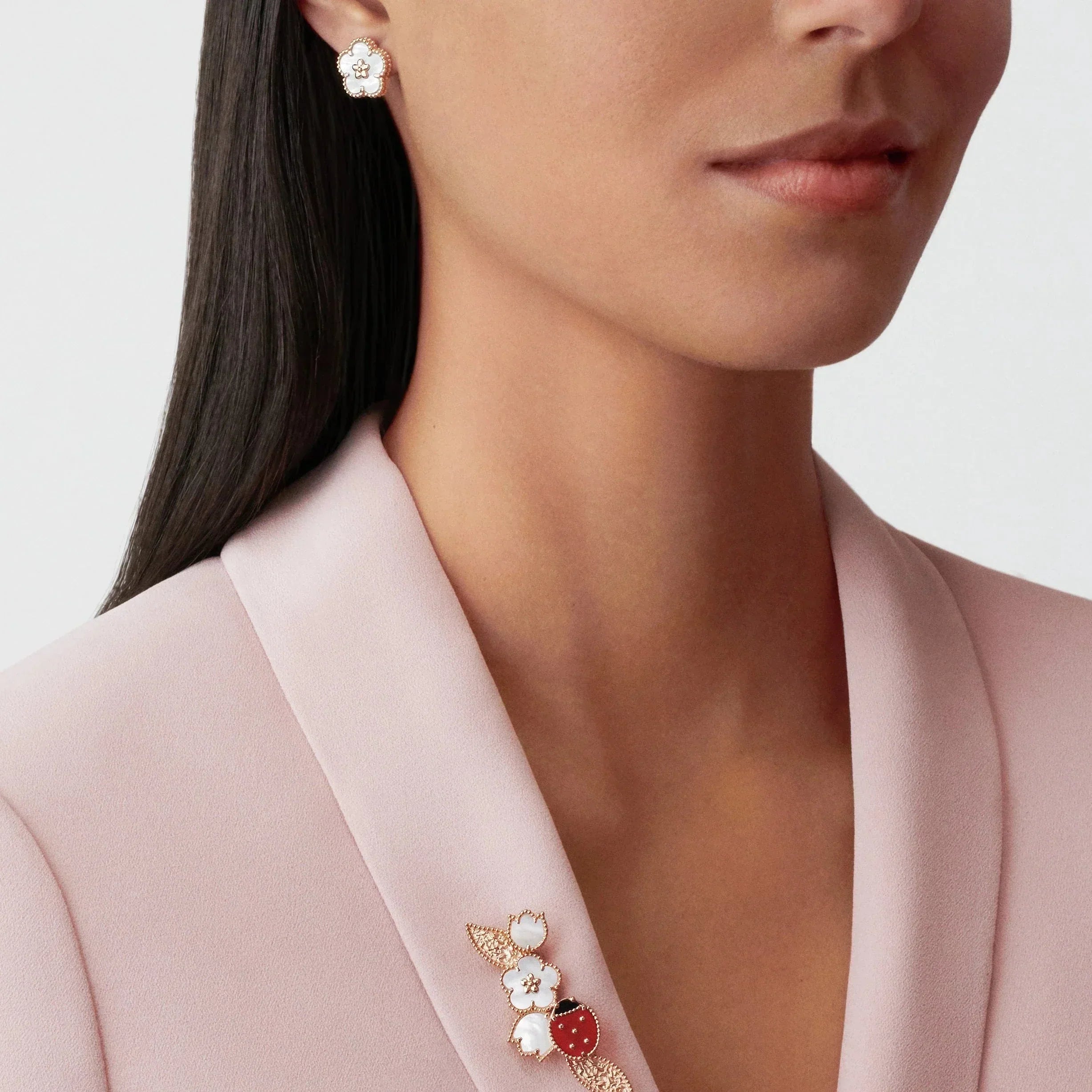 Pnstime Lucky Spring White Blossom Rose Gold Earrings - Image 16