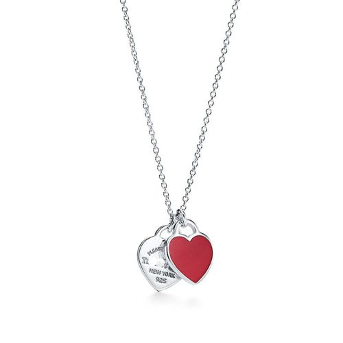Pnstime Red Double Heart Necklaces