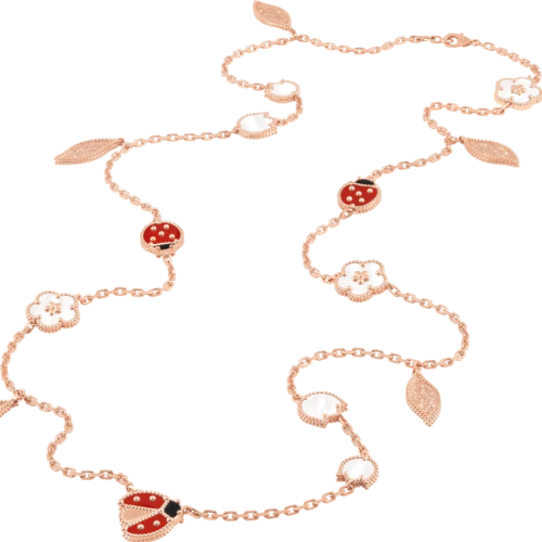 Pnstime Lucky Spring 15 Motifs Rose Gold Necklace For Women Jewelry Gift