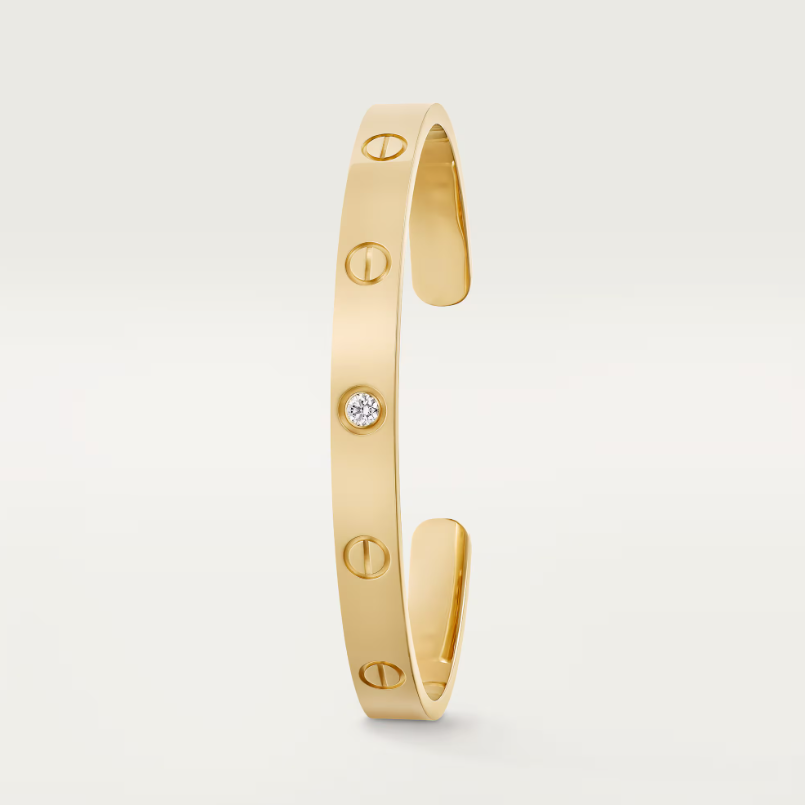 Pnstime Open Cuff 1 Diamond Love Bracelet Jewelry - Image 2