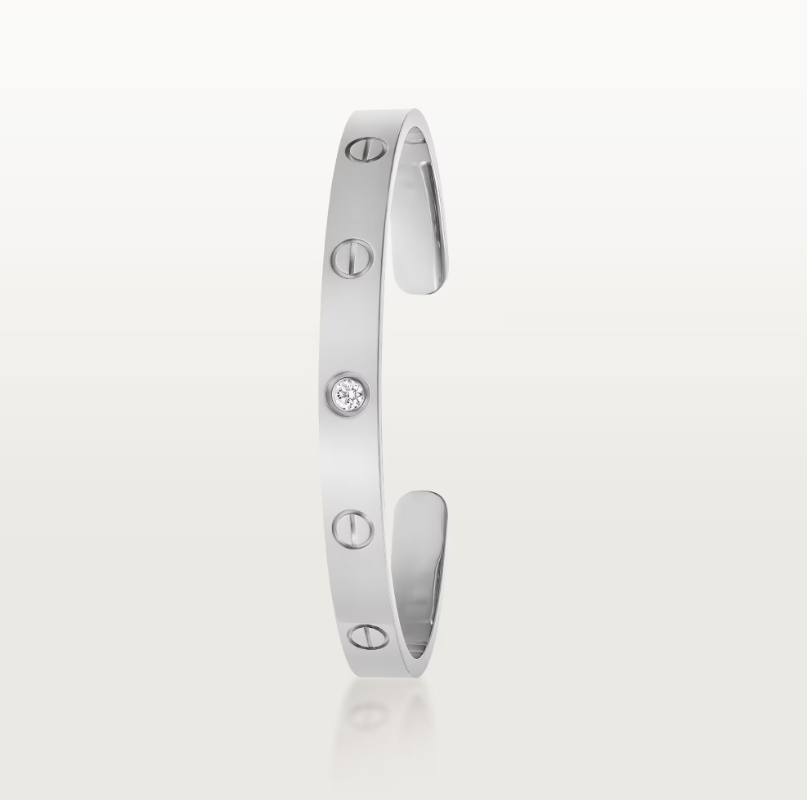 Pnstime Open Cuff 1 Diamond Love Bracelet Jewelry - Image 8