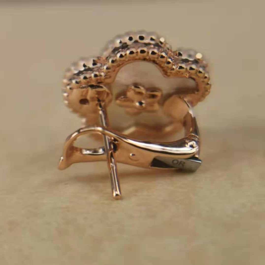 Pnstime Lucky Spring White Blossom Rose Gold Earrings - Image 7