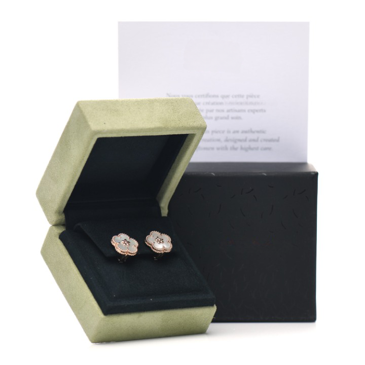 Pnstime Lucky Spring White Blossom Rose Gold Earrings - Image 14