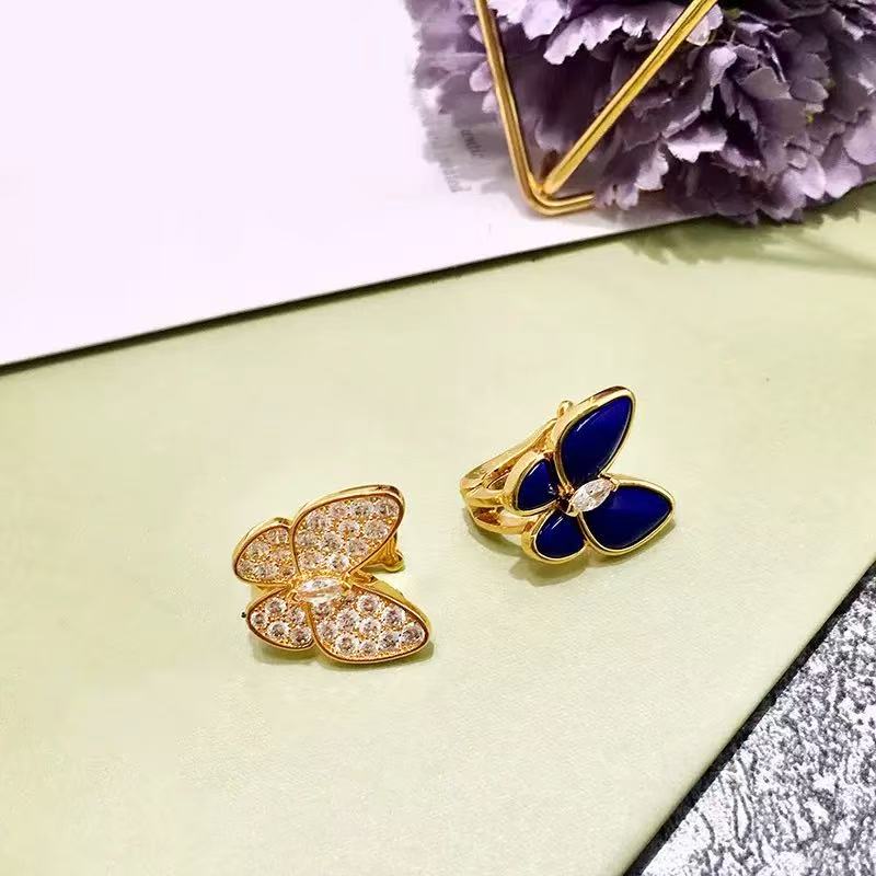 Pnstime Two Butterfly Turquoise Earrings Gift in 18K Gold with Diamonds - Image 12