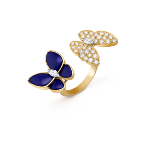 Pnstime Two Butterfly Between the Finger Ring Turquoise Gold