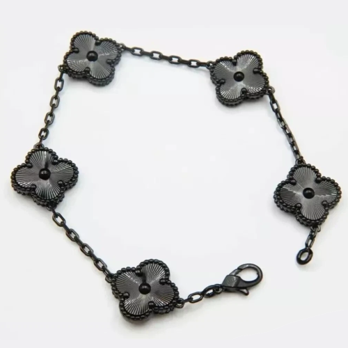 Pnstime Vintage Alhambra Full Black Bracelet Gift Jewelry