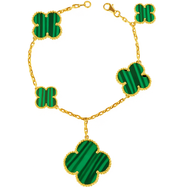 Pnstime Magic Alhambra Five Malachite Motifs Clover Bracelet Luxury - Image 3