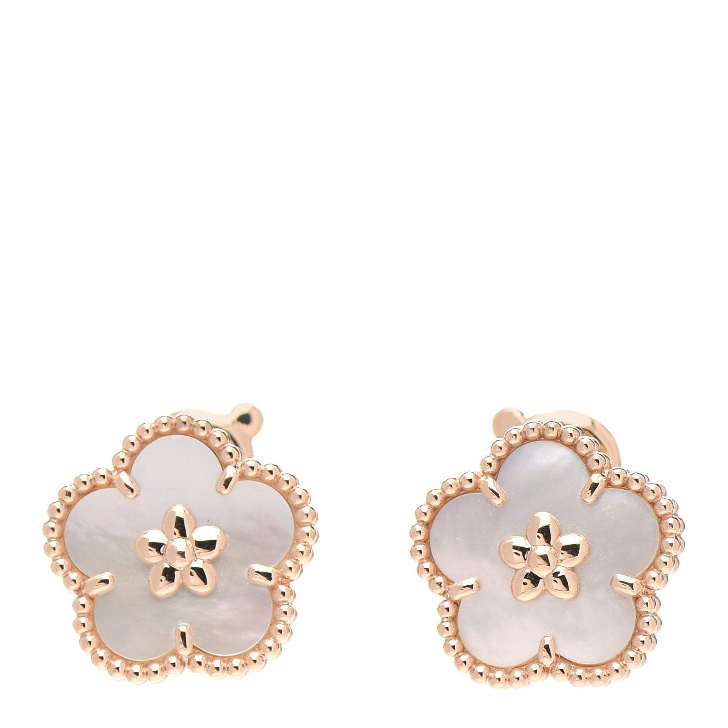 Pnstime Lucky Spring White Blossom Rose Gold Earrings - Image 2