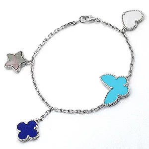 Pnstime Lucky Spring Silver Bracelet 4 Motifs