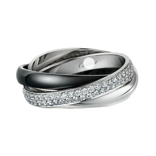 Pnstime White Gold Ceramic Ring Couple Jewelry