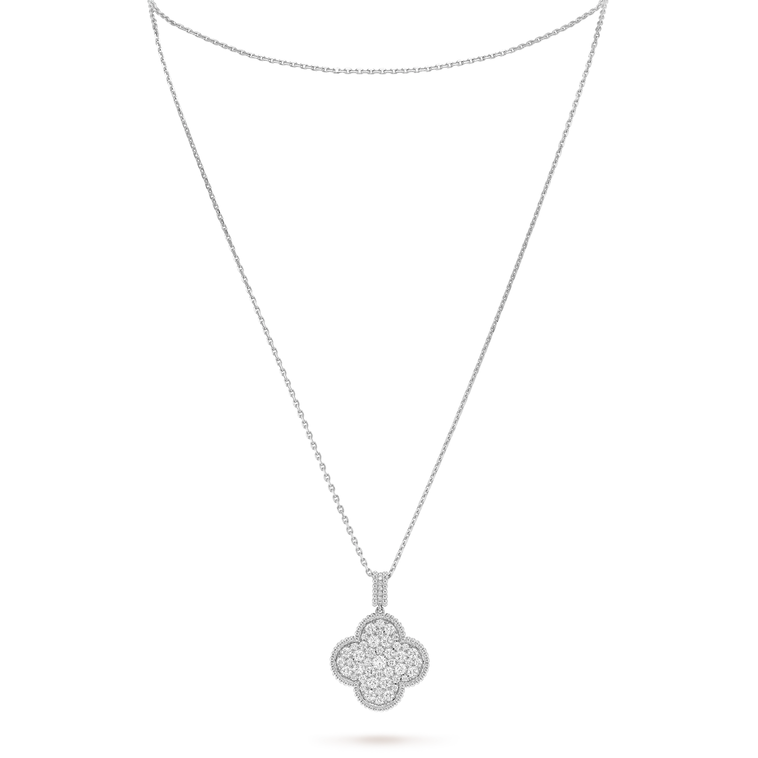 Pnstime Magic Alhambra One Motifs Diamonds Clover Necklace Elegance